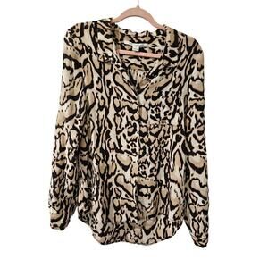 Diane Von Furstenberg Leopard button up silk blouse womens‎ size 8